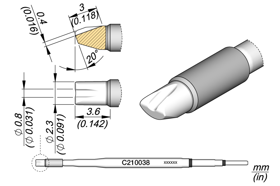 C210038 - Barrel Cartridge Ø 0.8